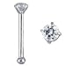 14KT White Gold Nose Bone Ring 1.5mm Genuine Diamond 20G FREE Nose Ring Backing