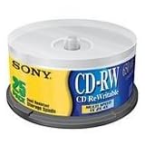 SONY CD-RW MEDIA 4X 700MB 80MIN SPINDLE 25-PK (Retail)