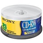 SONY CD-RW MEDIA 4X 700MB 80MIN SPINDLE 25-PK (Retail)