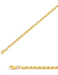 13" 14K Yellow Gold 2.9mm (1/9") Polished Diamond Cut Heart Chain w/ Lobster Clasp