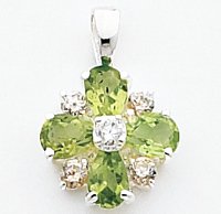 Sterling Silver Peridot & CZ (Cubic Zirconia) Pendant