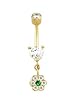 Stunning Heart and Flower Belly Button Ring is Nickel Free 14 karat Gold