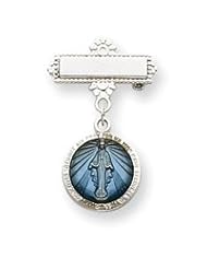 Sterling Silver Enameled Miraculous Medal Pin