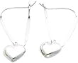 White-gold Puffed Heart Dangle Earrings Jewelry |A
