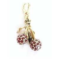 crystal cherry gold charm