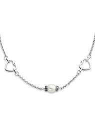 Sterling Silver Antiqued Freshwater Pearl Necklace - QG2480-16"