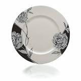 Mikasa Urban Rose 14-Inch Charger, Black and White