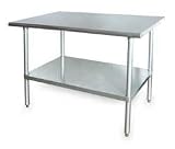 Adj Worktable,W 48 In,D 24 In,SS,w/Shelf,STORELOGIC,2KRE7
