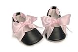Mud Pie - Newborn Girls Boutique Clothing - Perfectly Princess BLACK or PINK Ballet Soft Slippers with Bow ! Sweet for Baby Girl's Gift - One Size - 0-6 Months
