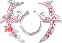Tribal GEM Non-Piercing Clip On Nipple Ring PAIR 