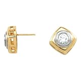 14K Two-Tone Gold Diamond Earrings - 0.06 Ct., 0.12 Ct., 0.20 Ct., 0.50 Ct., 1.00 Ct. or 1.60 Ct. (ALSO AVAILABLE WITH GEMSTONES)