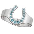 Silver-tone Cuff Bracelet with Turquoise Rhinestone Horseshoe