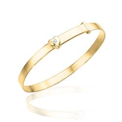 Children's Jewelry - 14K Gold Diamond Heart Bangle
