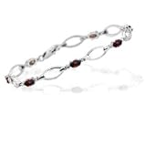0.01 Cts Diamond & 1.61 Cts Garnet Bracelet in 14K White Gold