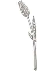14k White-Gold 1 Ct Tw Diamond Brooch by US Gems
