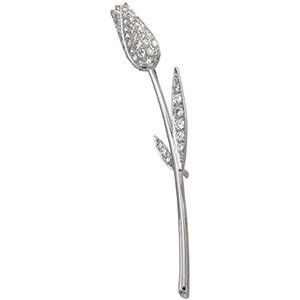 14K White Gold Diamond Brooch 1 Ct Tw by