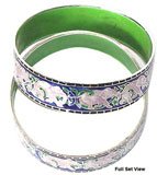 Enamel Bangle Bracelets Pair Sterling Silver Jewelry 2.75 inches (esbn067)
