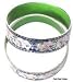 Sterling Silver Bangles Pair with Enamelled Painting Handcrafted 2.75 inch (Free Shipping)