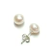 Sterling Silver 6.5x7mm White Freshwater Cultured Pearl Button Stud Earrings