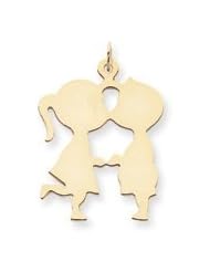 14k Plain Medium .013 Gauge Engravable Boy & Girl Kissing Charm