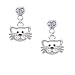 Open Cat Face Mini Heart Charm Earrings