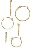 3 Pair Polished Gold Hoop Set