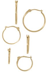 3 Pair Polished Gold Hoop Set