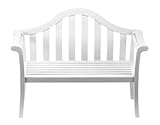 Achla Patio Decor White Wood and Durable Polyurethane Camelback Classic Bench Outdoor Garden