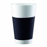 Bodum Canteen Porcelain Double Wall Cooler with Silicone Grip, Black, Set of 2