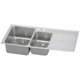 IMAGE OF Elkay GOURMET SINK Double Bowl to Left of Ribbed Area ILFGR4822L