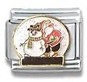 Clearly Charming Snow Globe with Snowman & Santa Claus Christmas Holiday Theme Italian Charm