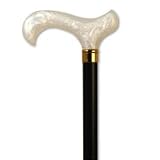 Walking cane - Acrylic With Derby Handle Pearl. This wood walking cane Has a height approx 36 - 37, construted in solid wood black stained shaft. Walk In style with this fashionable cane. This wood cane has a capacity of 250 pounds.