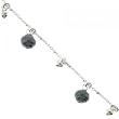 Sterling Silver Heart Bracelet with 3 Freshwater Pearls-Cultured 7X8mm