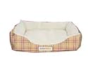 Alpha Pooch Cuddler Rectangular Bolster Tan and Red Plaid-Natural Fleece- CUD-1619-S-8AX6