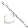 Sterling Silver Heart Charm Childs Bracelet - 6 Inch - Lobster Claw