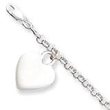 Sterling Silver Heart Charm Childs Bracelet - 6 inch