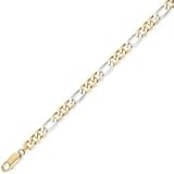 9ct Rhodium-plated 3 & 1 Figaro Anklet 10in/25cm. Beautiful presentation gift box and anonymous outer packaging. Money back if not 100% delighted