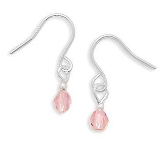 Pink Czech Glass Children's Earrings on French Wire