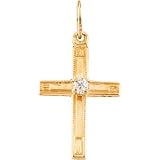 14K Yellow Childrens Engraved Cross With 15 Chain 14.50X10.25 mm