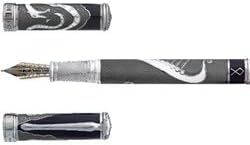 David Oscarson Valhalla Black White and Gray Fine Hard Enamel Fountain Pen