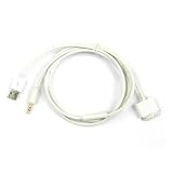 2-in-1 Kfz-Kabel Audiokabel Ladekabel 3,5-mm Klinke + USB f&uuml;r Apple iPod iPhone iPad