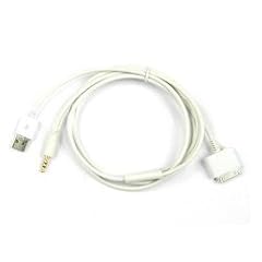 2-in-1 Kfz-Kabel Audiokabel Ladekabel 3,5-mm Klinke + USB f�r Apple iPod iPhone iPad