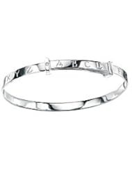 Girls Jewelry - Silver Diamond Alphabet Adjustable Childrens Bangle