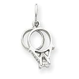 14k White Gold Wedding Rings CZ Charm - Measures 15.7x8.1mm