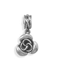 Sterling Silver Oxidized Flower Charm Bead