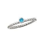 Stackable December Birthstone Ring Rhodium on Sterling Silver Rope Band