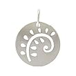 Small Round Cut Out Fern Leaf Pendant or Charm in Sterling Silver, #8017