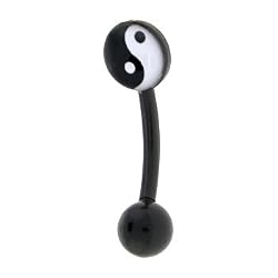 16 Gauge BIOPLAST YIN YANG Logo Eyebrow Ring