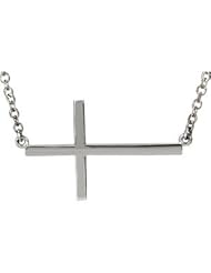 Sideways Cross Sterling Silver With Chain 17.00 X 9.00 MM