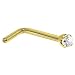 Jewelry : Solid 14KT Yellow Gold 2mm Genuine Diamond L-Shaped Nose Ring - 20 Gauge